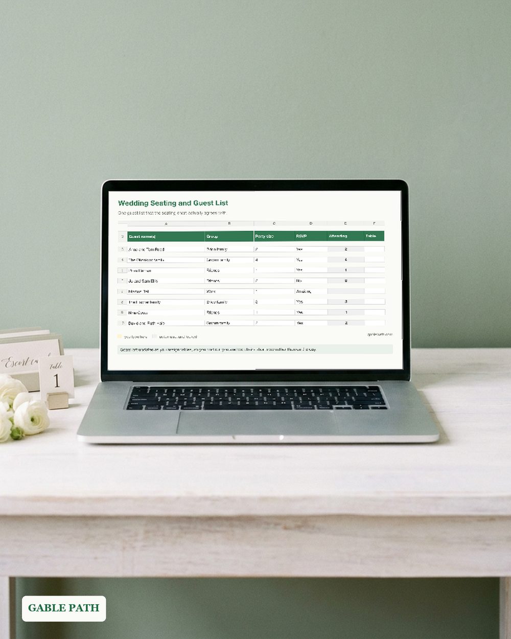 Cover image for Wedding Seating Chart Spreadsheet, Excel and Google Sheets, Budget Guest List Planner